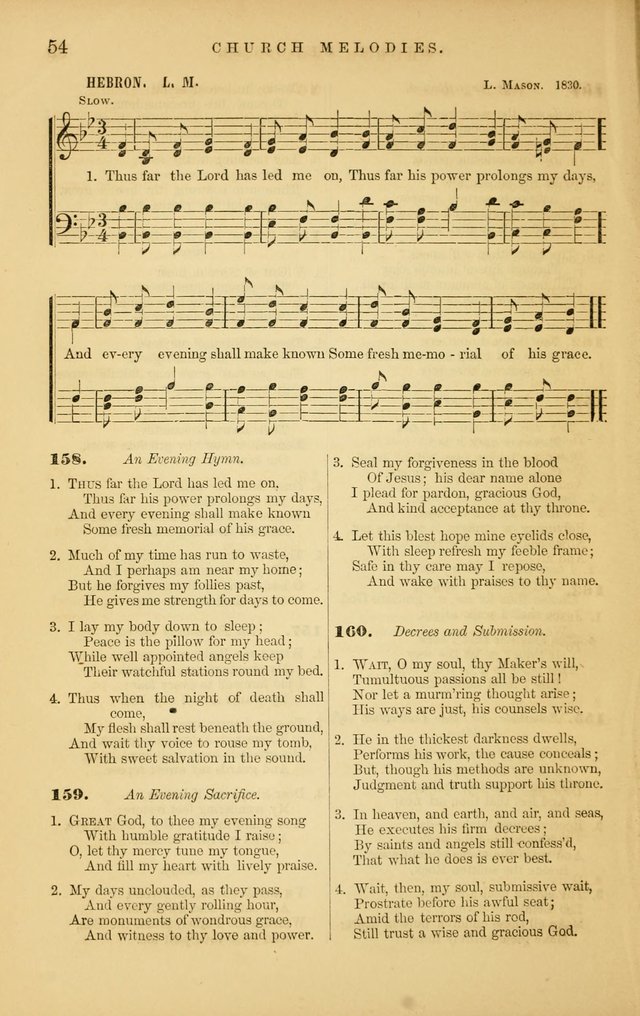 Church Melodies: collection of psalms and hymns, with appropriate music. For the use of congregations. page 54