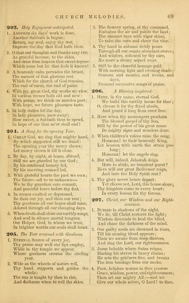 Church Melodies: collection of psalms and hymns, with appropriate music. For the use of congregations. page 69