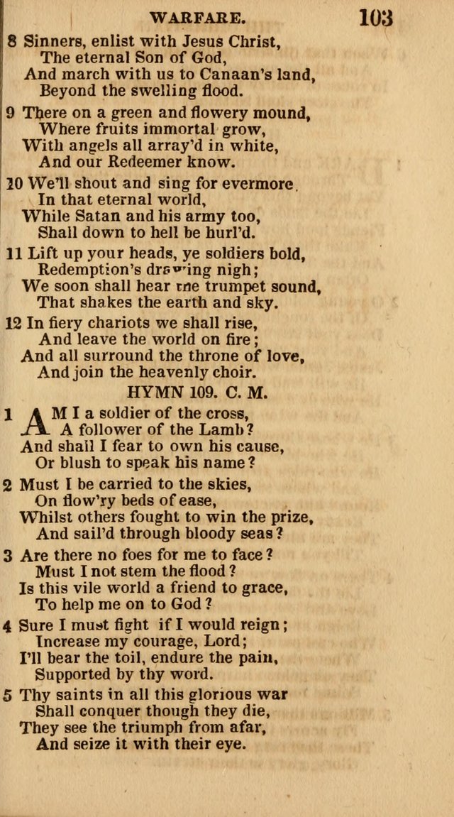 The Camp-Meeting Chorister: or, a collection of hymns and spiritual songs, for the pious of all denominations. To be sung at camp meetings, during revivals of religion, and on other occasions page 105