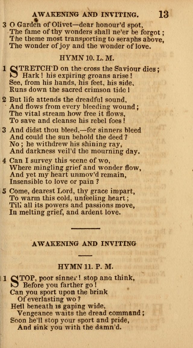 The Camp-Meeting Chorister: or, a collection of hymns and spiritual songs, for the pious of all denominations. To be sung at camp meetings, during revivals of religion, and on other occasions page 13