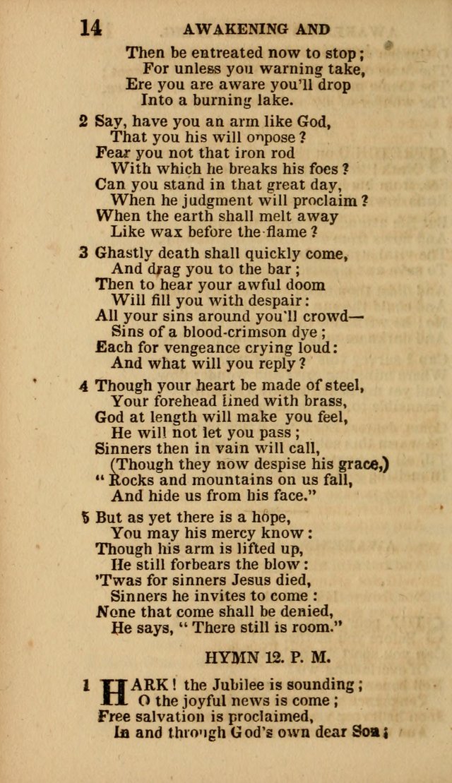 The Camp-Meeting Chorister: or, a collection of hymns and spiritual songs, for the pious of all denominations. To be sung at camp meetings, during revivals of religion, and on other occasions page 14