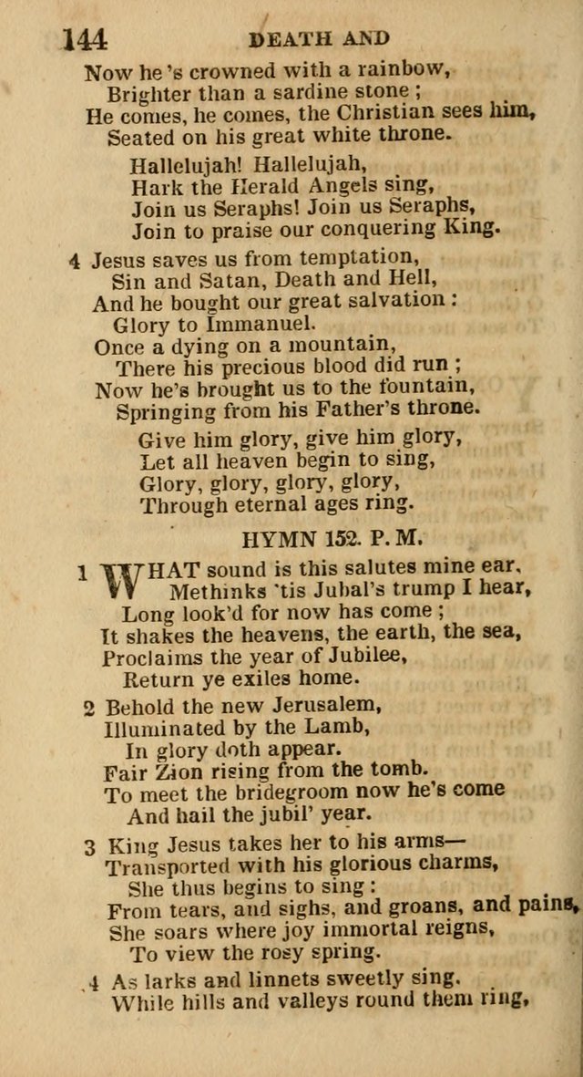 The Camp-Meeting Chorister: or, a collection of hymns and spiritual songs, for the pious of all denominations. To be sung at camp meetings, during revivals of religion, and on other occasions page 146