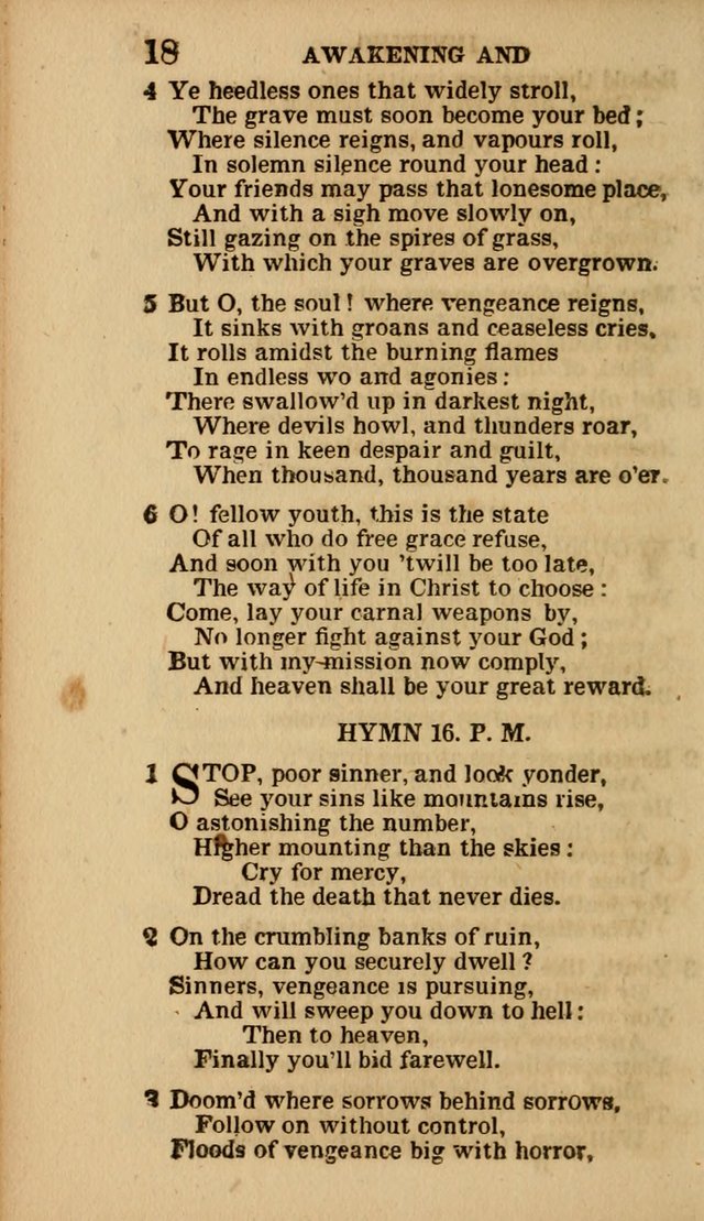 The Camp-Meeting Chorister: or, a collection of hymns and spiritual songs, for the pious of all denominations. To be sung at camp meetings, during revivals of religion, and on other occasions page 18