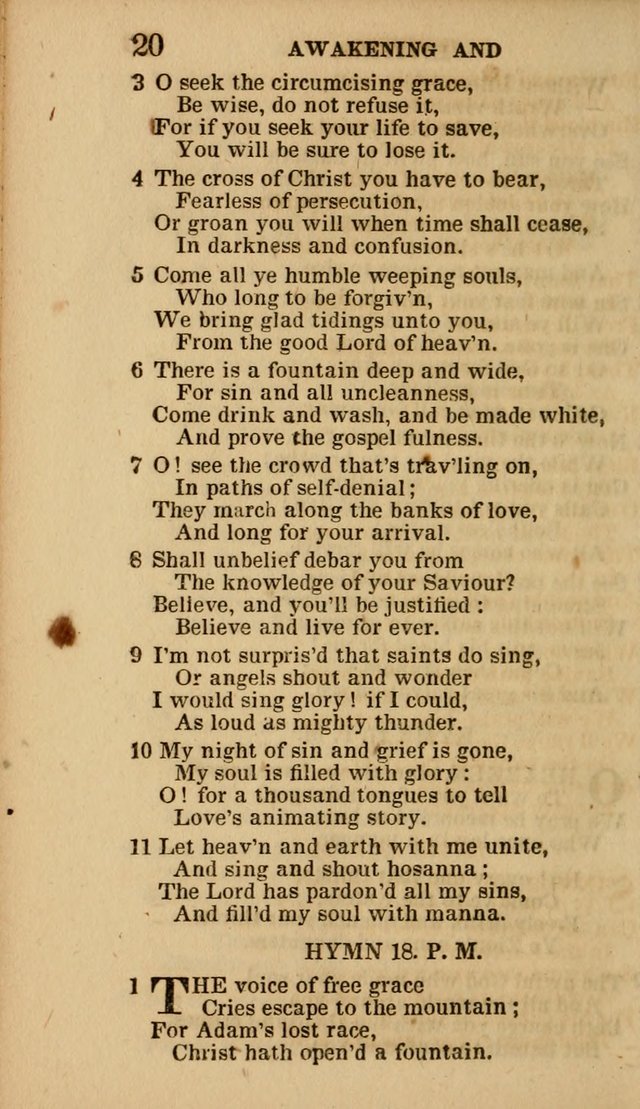 The Camp-Meeting Chorister: or, a collection of hymns and spiritual songs, for the pious of all denominations. To be sung at camp meetings, during revivals of religion, and on other occasions page 20