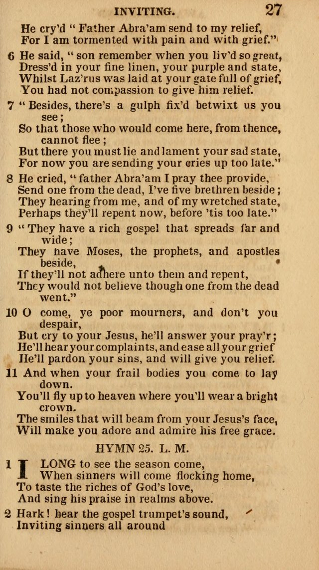 The Camp-Meeting Chorister: or, a collection of hymns and spiritual songs, for the pious of all denominations. To be sung at camp meetings, during revivals of religion, and on other occasions page 27