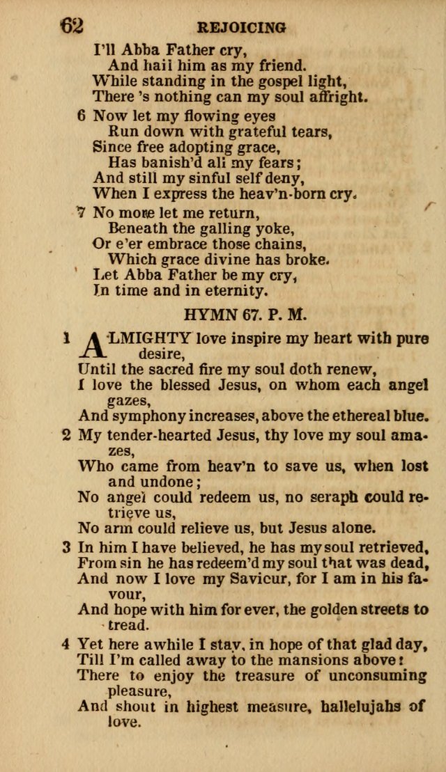 The Camp-Meeting Chorister: or, a collection of hymns and spiritual songs, for the pious of all denominations. To be sung at camp meetings, during revivals of religion, and on other occasions page 62