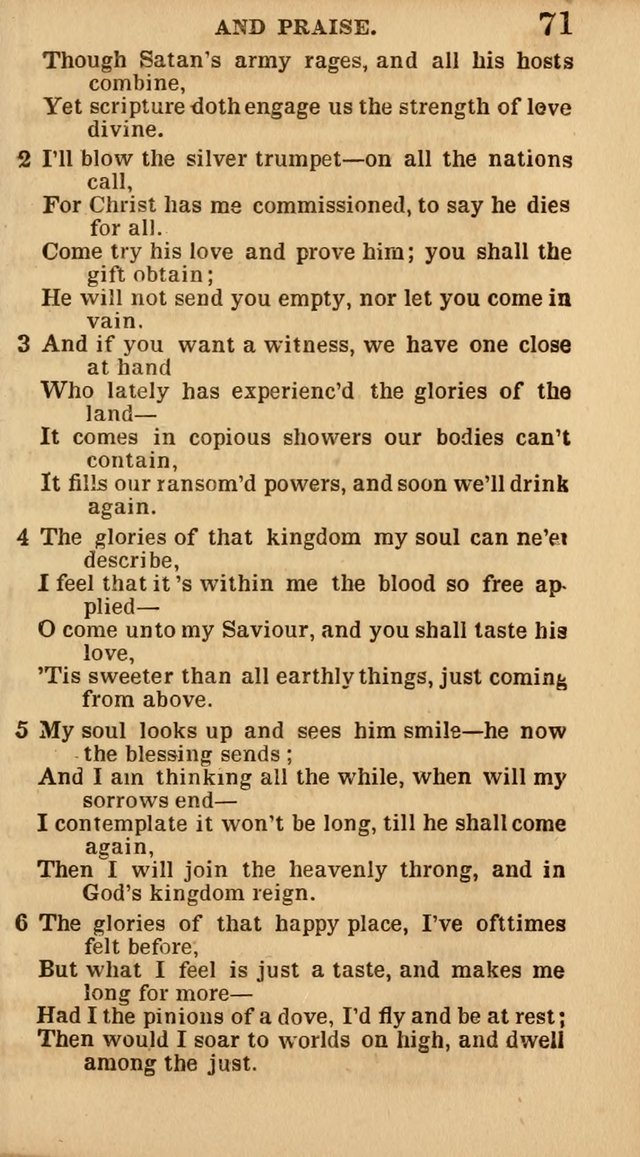 The Camp-Meeting Chorister: or, a collection of hymns and spiritual songs, for the pious of all denominations. To be sung at camp meetings, during revivals of religion, and on other occasions page 71