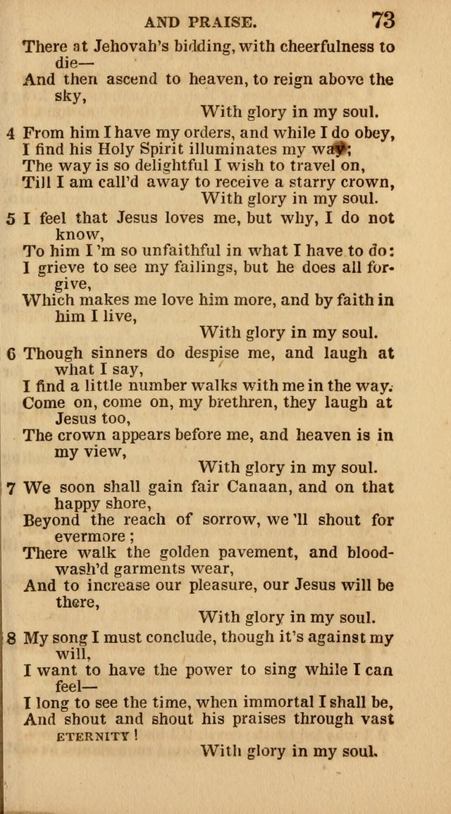 The Camp-Meeting Chorister: or, a collection of hymns and spiritual songs, for the pious of all denominations. To be sung at camp meetings, during revivals of religion, and on other occasions page 73