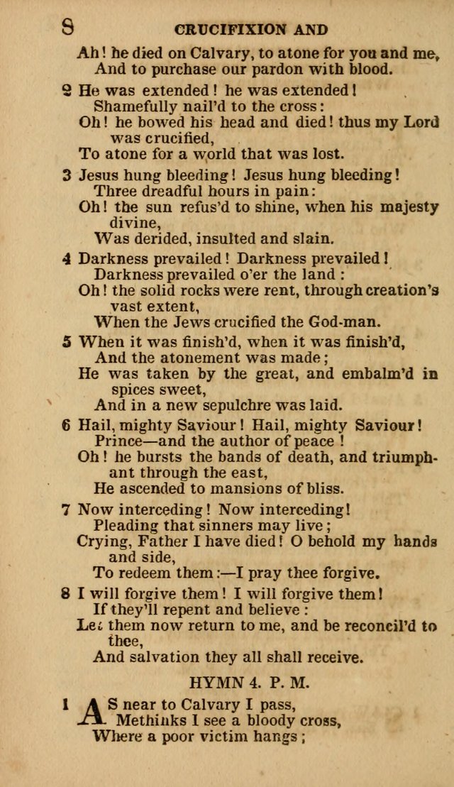 The Camp-Meeting Chorister: or, a collection of hymns and spiritual songs, for the pious of all denominations. To be sung at camp meetings, during revivals of religion, and on other occasions page 8