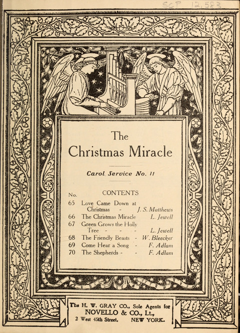 The Christmas Miracle: Carol Service No. 11 page cover