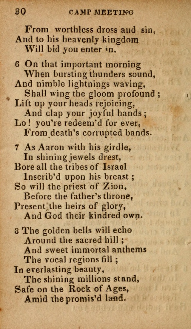 The Camp Meeting Hymn Book: containing the most approved hymns and spiritual songs Used by the Methodist Connexion in the United States page 30