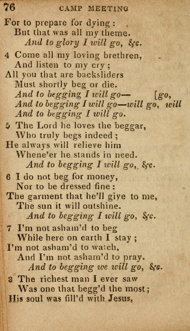 The Camp Meeting Hymn Book: containing the most approved hymns and spiritual songs Used by the Methodist Connexion in the United States page 78