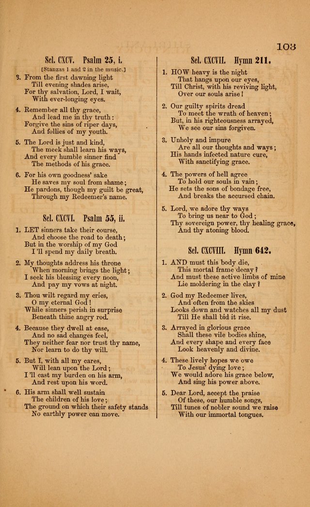 Church music: with selections for the ordinary occasions of public and social worship, from the Psalms and hymns of the Presbyterian Church in the United States of America page 103