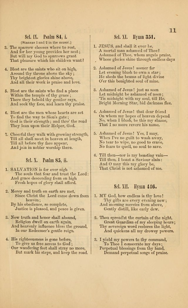 Church music: with selections for the ordinary occasions of public and social worship, from the Psalms and hymns of the Presbyterian Church in the United States of America page 11