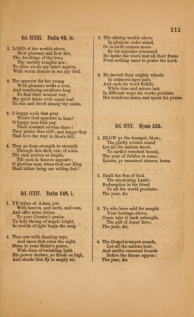 Church music: with selections for the ordinary occasions of public and social worship, from the Psalms and hymns of the Presbyterian Church in the United States of America page 111