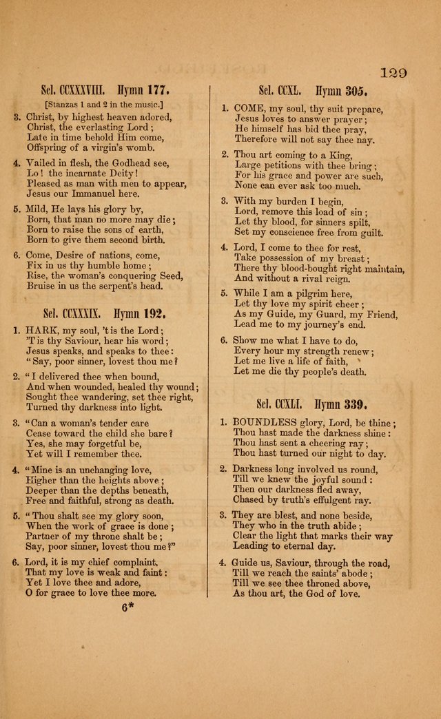 Church music: with selections for the ordinary occasions of public and social worship, from the Psalms and hymns of the Presbyterian Church in the United States of America page 129