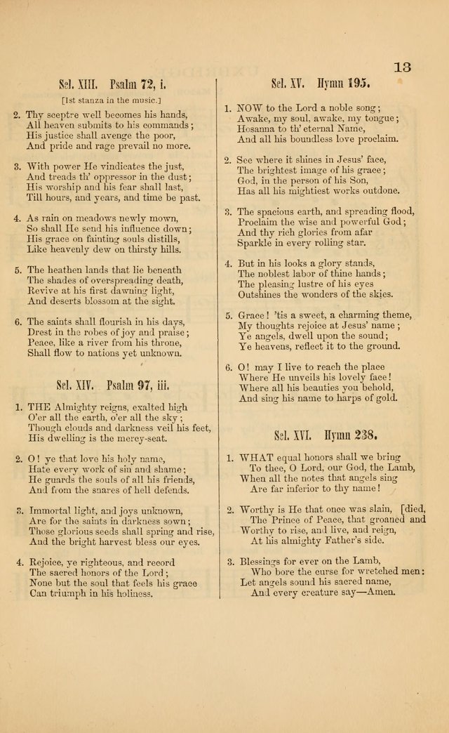 Church music: with selections for the ordinary occasions of public and social worship, from the Psalms and hymns of the Presbyterian Church in the United States of America page 13