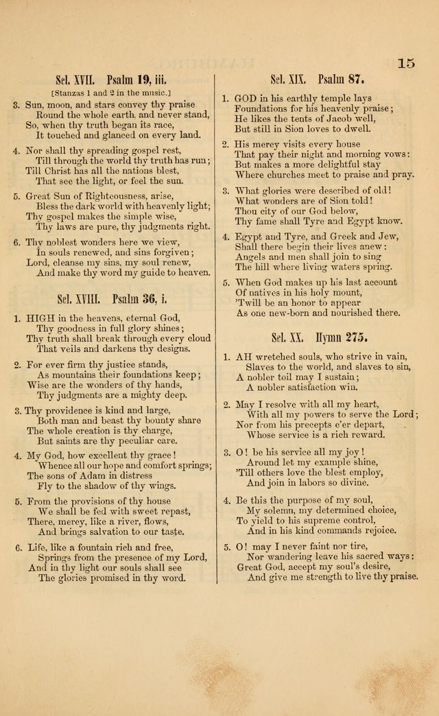 Church music: with selections for the ordinary occasions of public and social worship, from the Psalms and hymns of the Presbyterian Church in the United States of America page 15