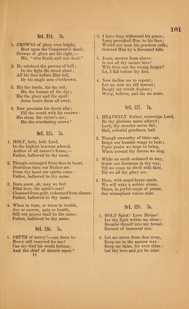 Church music: with selections for the ordinary occasions of public and social worship, from the Psalms and hymns of the Presbyterian Church in the United States of America page 181