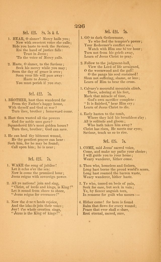 Church music: with selections for the ordinary occasions of public and social worship, from the Psalms and hymns of the Presbyterian Church in the United States of America page 226