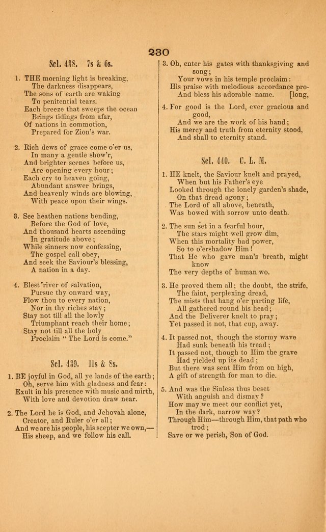 Church music: with selections for the ordinary occasions of public and social worship, from the Psalms and hymns of the Presbyterian Church in the United States of America page 230