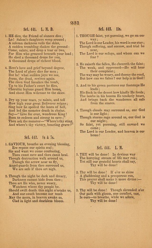 Church music: with selections for the ordinary occasions of public and social worship, from the Psalms and hymns of the Presbyterian Church in the United States of America page 231