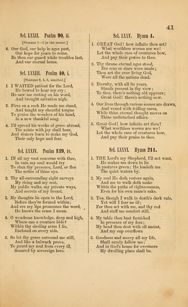 Church music: with selections for the ordinary occasions of public and social worship, from the Psalms and hymns of the Presbyterian Church in the United States of America page 41