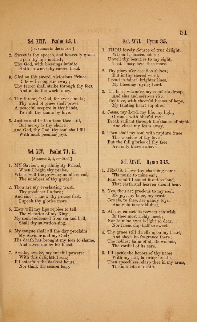 Church music: with selections for the ordinary occasions of public and social worship, from the Psalms and hymns of the Presbyterian Church in the United States of America page 51