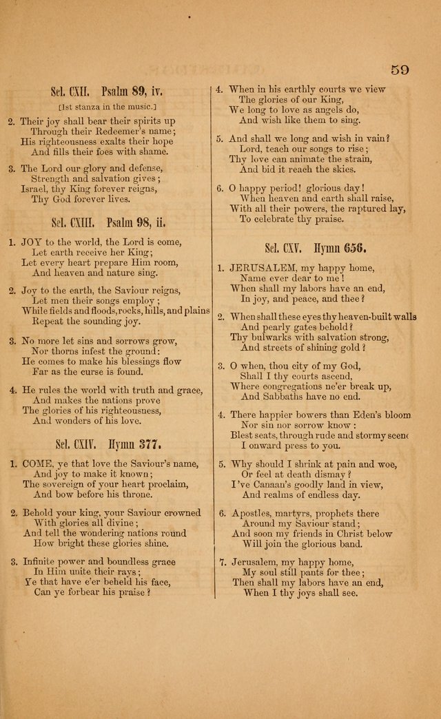 Church music: with selections for the ordinary occasions of public and social worship, from the Psalms and hymns of the Presbyterian Church in the United States of America page 59