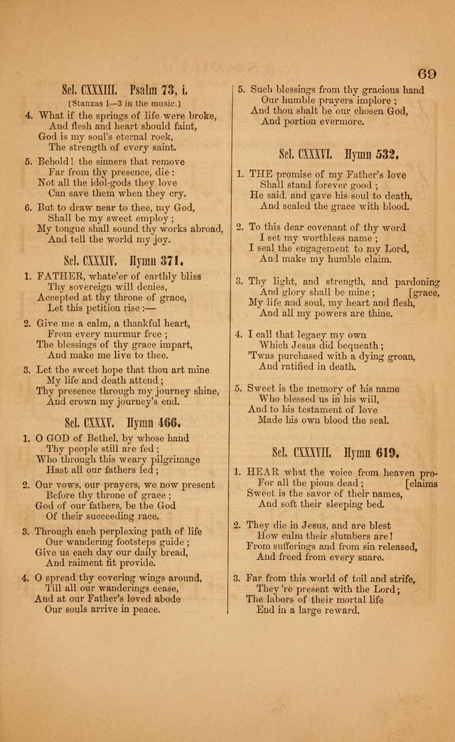 Church music: with selections for the ordinary occasions of public and social worship, from the Psalms and hymns of the Presbyterian Church in the United States of America page 69