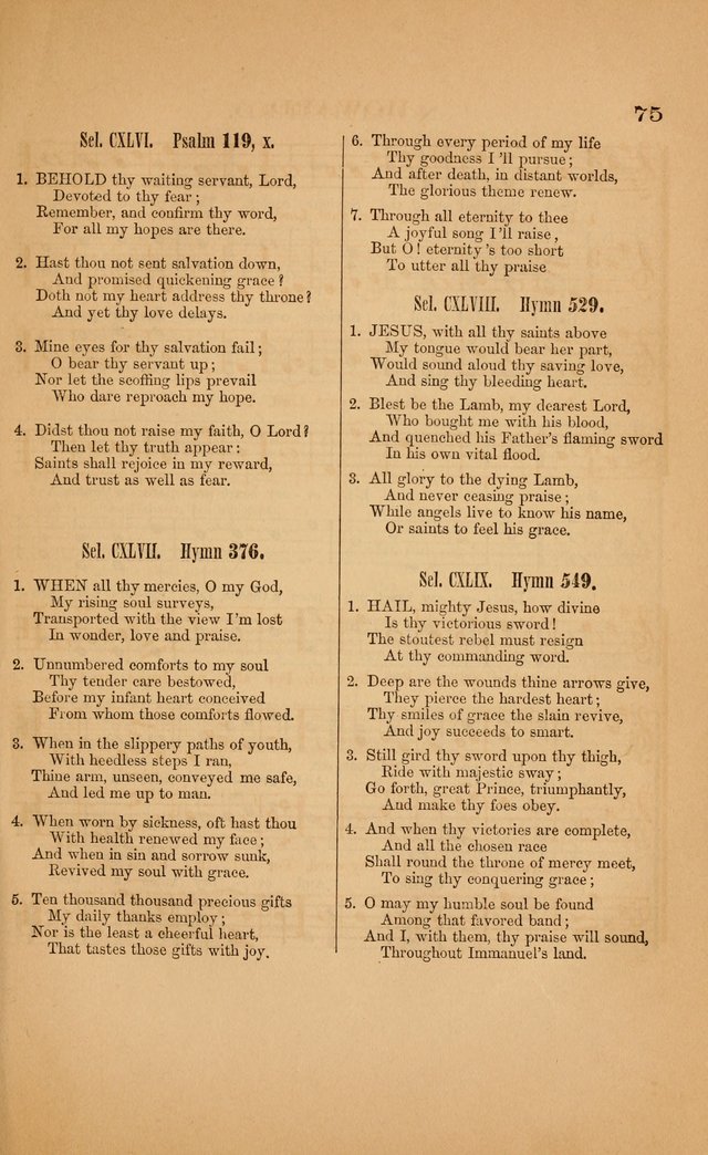 Church music: with selections for the ordinary occasions of public and social worship, from the Psalms and hymns of the Presbyterian Church in the United States of America page 75