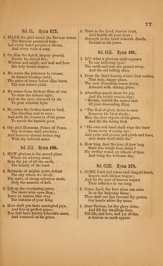 Church music: with selections for the ordinary occasions of public and social worship, from the Psalms and hymns of the Presbyterian Church in the United States of America page 77