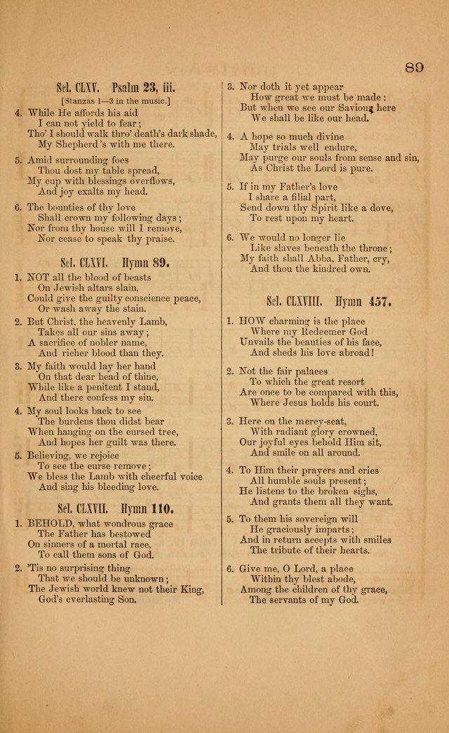 Church music: with selections for the ordinary occasions of public and social worship, from the Psalms and hymns of the Presbyterian Church in the United States of America page 89