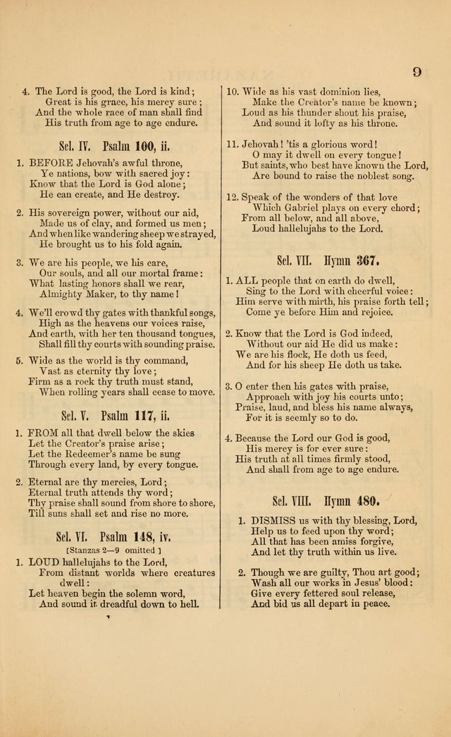 Church music: with selections for the ordinary occasions of public and social worship, from the Psalms and hymns of the Presbyterian Church in the United States of America page 9