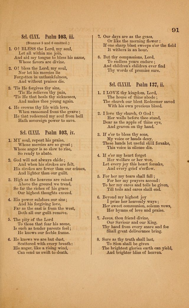 Church music: with selections for the ordinary occasions of public and social worship, from the Psalms and hymns of the Presbyterian Church in the United States of America page 91