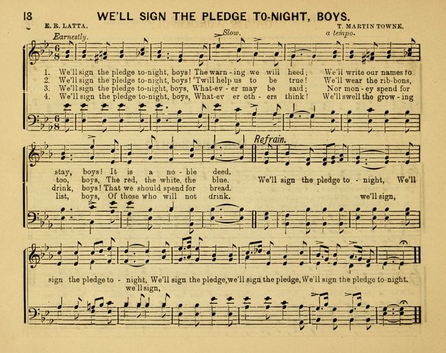 Crystal Notes: a choice collection of new temperance hymns and songs for red, white and blue ribbon clubs, gospel meetings, and every phase of the temperance work... page 18