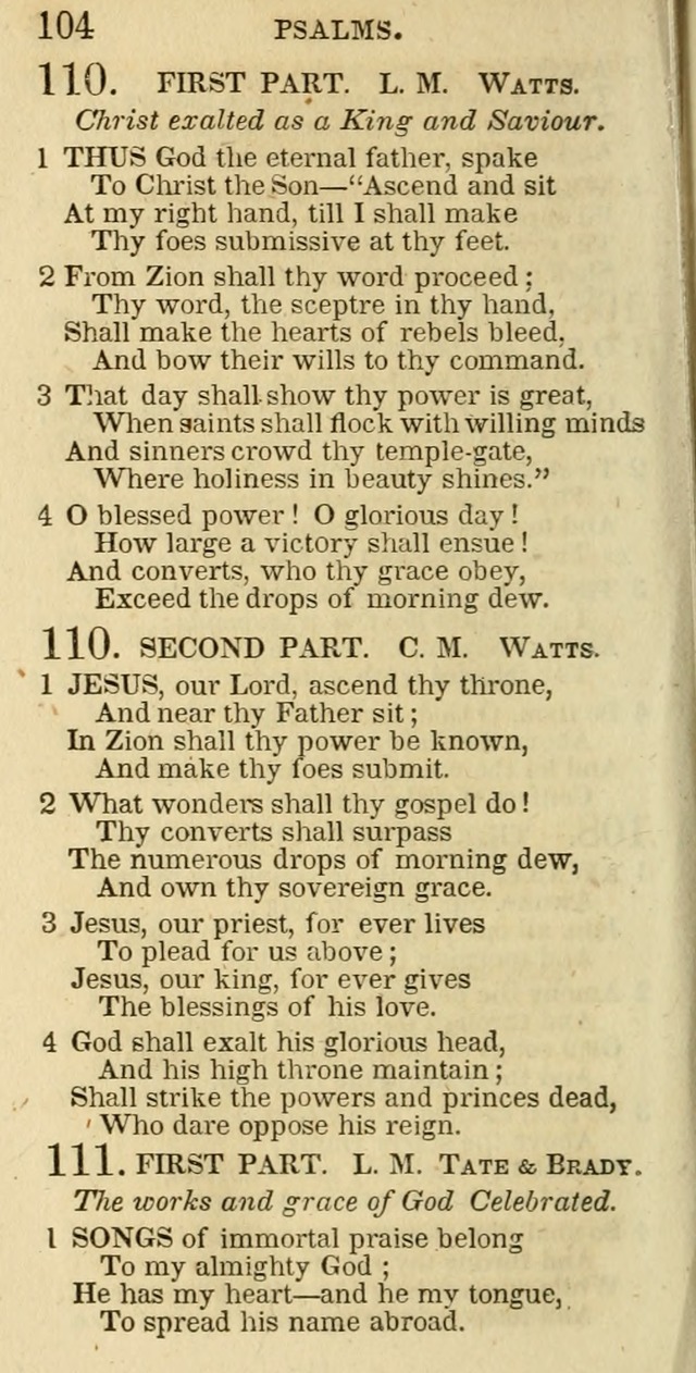 The Christian Psalmist: being a collection of psalms, hymns, and spiritual songs compiled from the most approved authors, and designed as a standard hymn book for public and social worship page 104