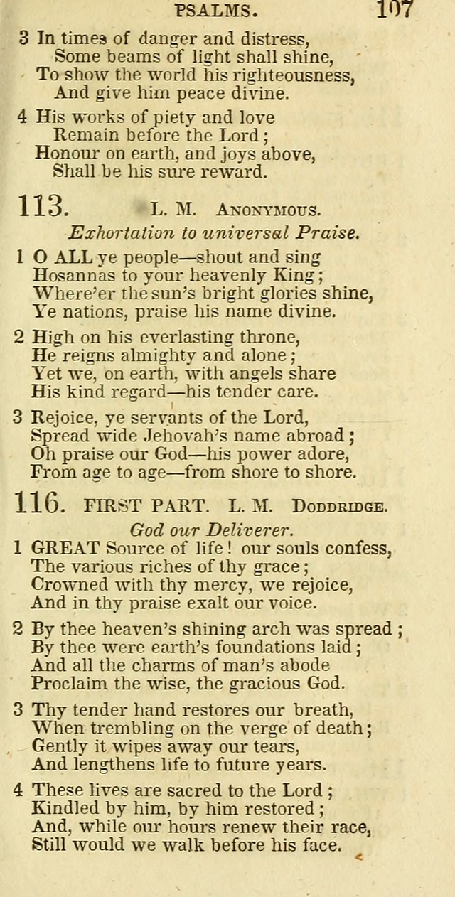 The Christian Psalmist: being a collection of psalms, hymns, and spiritual songs compiled from the most approved authors, and designed as a standard hymn book for public and social worship page 107