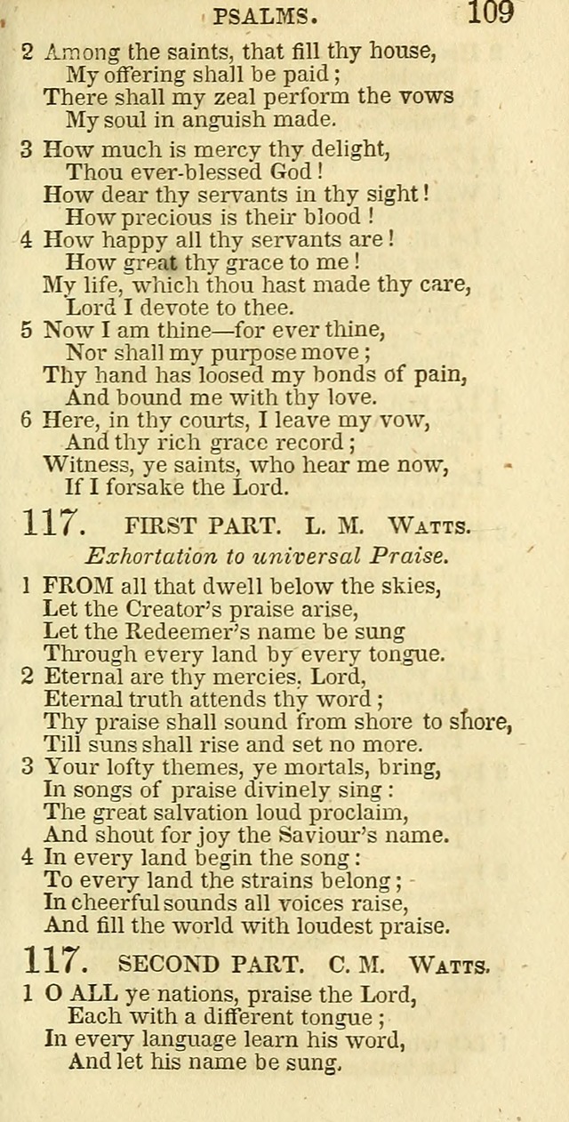 The Christian Psalmist: being a collection of psalms, hymns, and spiritual songs compiled from the most approved authors, and designed as a standard hymn book for public and social worship page 109