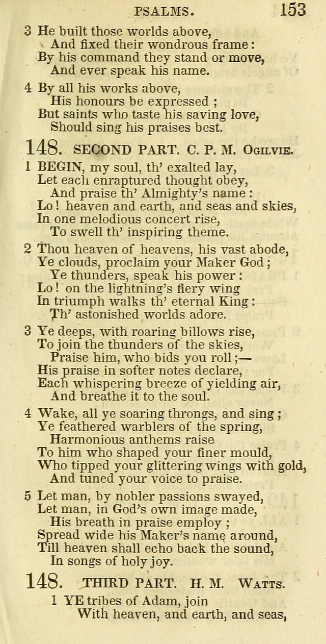 The Christian Psalmist: being a collection of psalms, hymns, and spiritual songs compiled from the most approved authors, and designed as a standard hymn book for public and social worship page 153