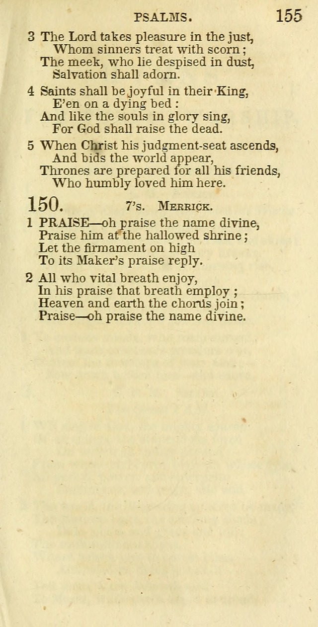 The Christian Psalmist: being a collection of psalms, hymns, and spiritual songs compiled from the most approved authors, and designed as a standard hymn book for public and social worship page 155