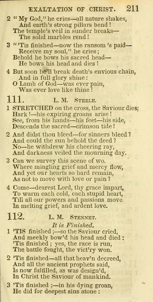 The Christian Psalmist: being a collection of psalms, hymns, and spiritual songs compiled from the most approved authors, and designed as a standard hymn book for public and social worship page 211