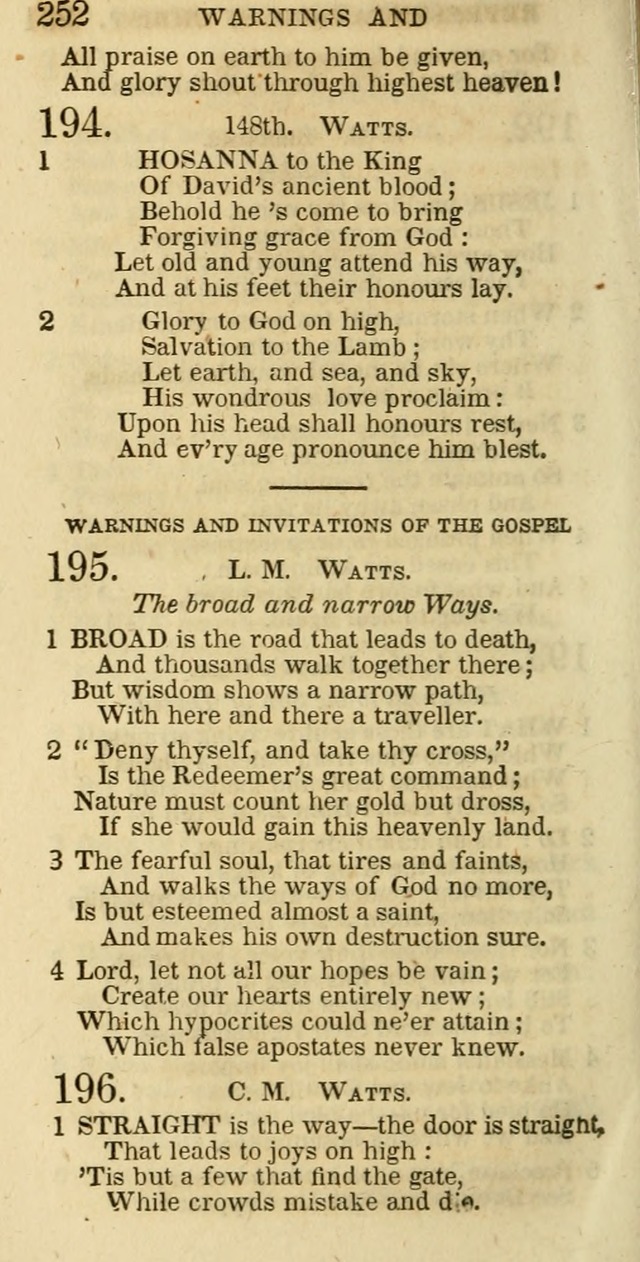 The Christian Psalmist: being a collection of psalms, hymns, and spiritual songs compiled from the most approved authors, and designed as a standard hymn book for public and social worship page 252