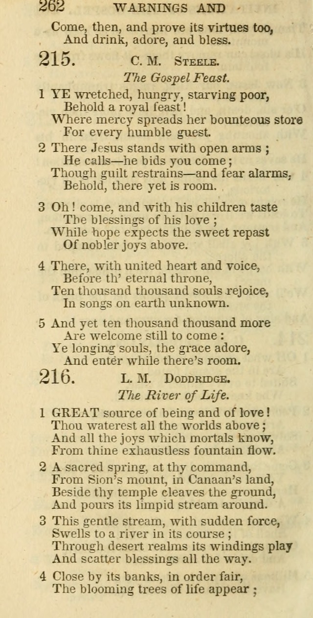 The Christian Psalmist: being a collection of psalms, hymns, and spiritual songs compiled from the most approved authors, and designed as a standard hymn book for public and social worship page 262