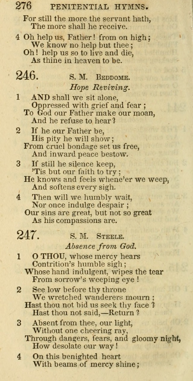 The Christian Psalmist: being a collection of psalms, hymns, and spiritual songs compiled from the most approved authors, and designed as a standard hymn book for public and social worship page 276