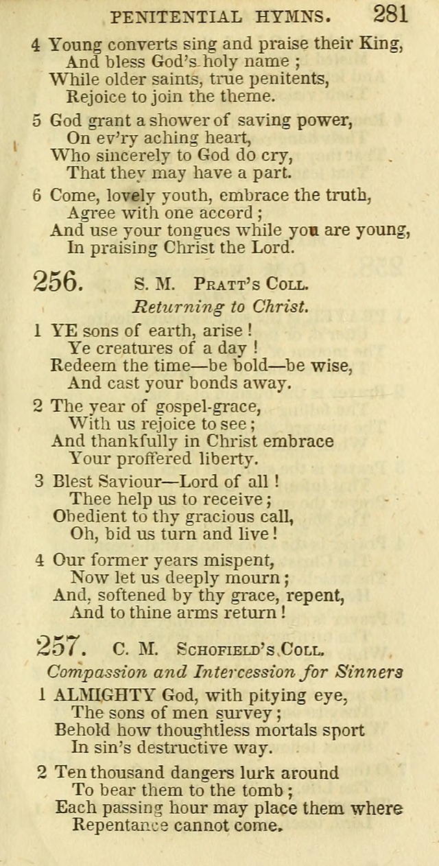 The Christian Psalmist: being a collection of psalms, hymns, and spiritual songs compiled from the most approved authors, and designed as a standard hymn book for public and social worship page 281