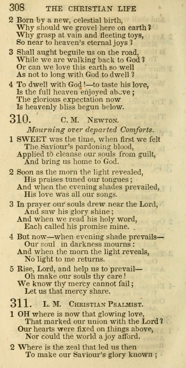 The Christian Psalmist: being a collection of psalms, hymns, and spiritual songs compiled from the most approved authors, and designed as a standard hymn book for public and social worship page 308