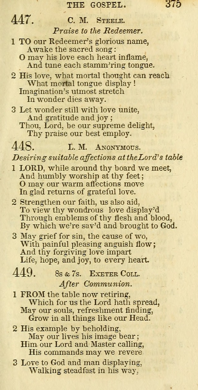 The Christian Psalmist: being a collection of psalms, hymns, and spiritual songs compiled from the most approved authors, and designed as a standard hymn book for public and social worship page 375