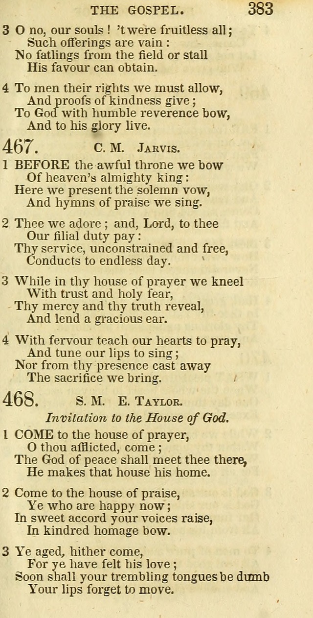 The Christian Psalmist: being a collection of psalms, hymns, and spiritual songs compiled from the most approved authors, and designed as a standard hymn book for public and social worship page 383
