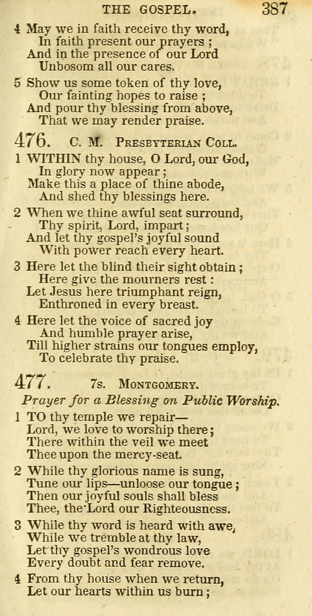 The Christian Psalmist: being a collection of psalms, hymns, and spiritual songs compiled from the most approved authors, and designed as a standard hymn book for public and social worship page 387